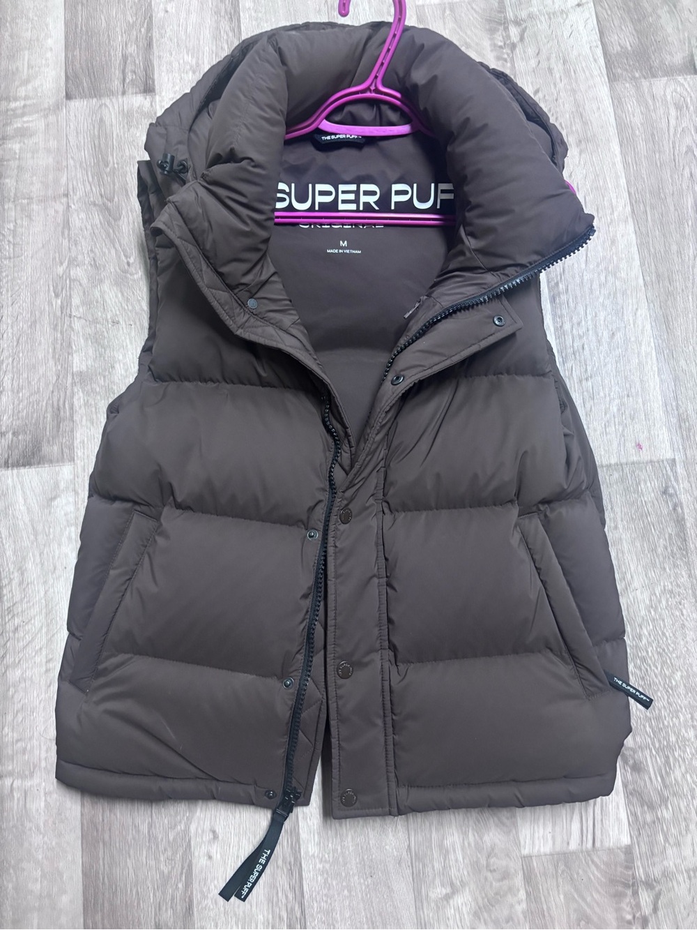 Aritzia Brown Hooded Puffer Vest - Picture 6 of 7
